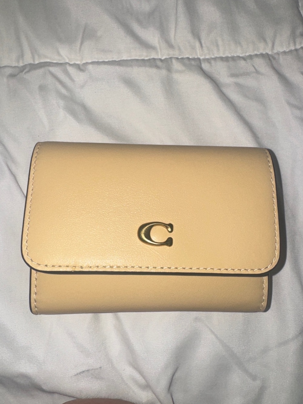 Coach Small Wallet in Pale Beige with Gold C Emblem